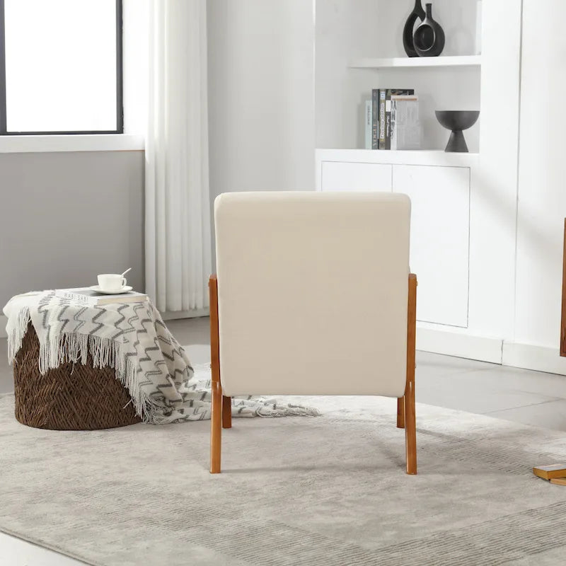 Fauteuil d'appoint moderne, fauteuils de salon rembourrés en bois massif avec un oreiller pour le salon, la chambre à coucher, la chambre d'amis