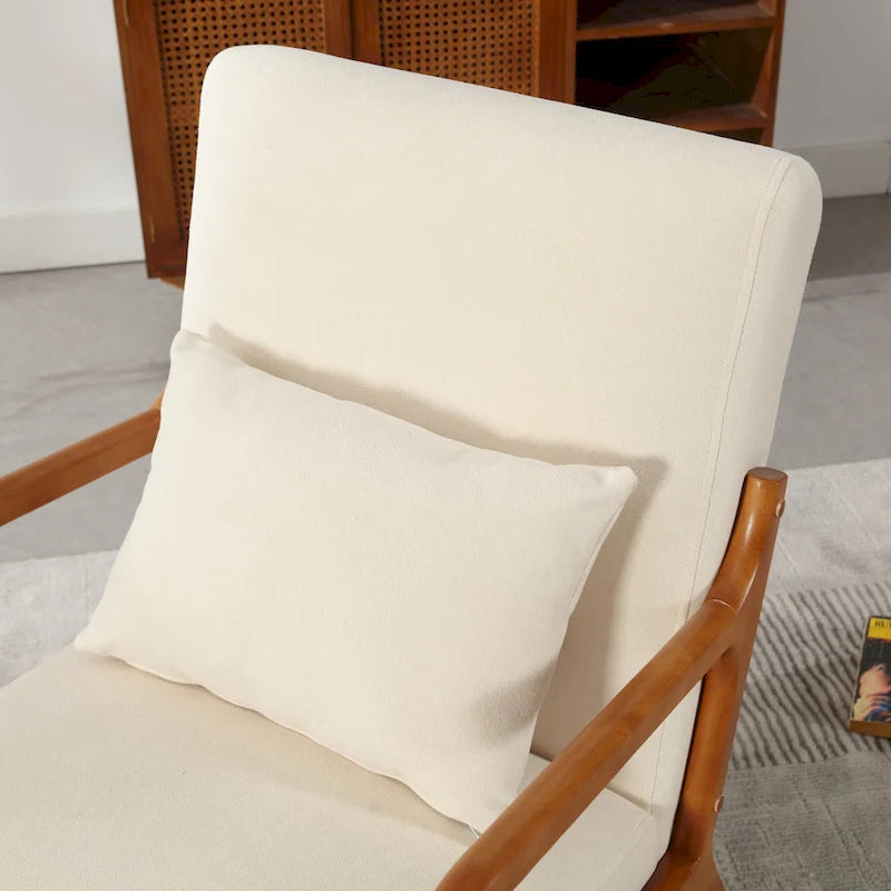 Fauteuil d'appoint moderne, fauteuils de salon rembourrés en bois massif avec un oreiller pour le salon, la chambre à coucher, la chambre d'amis