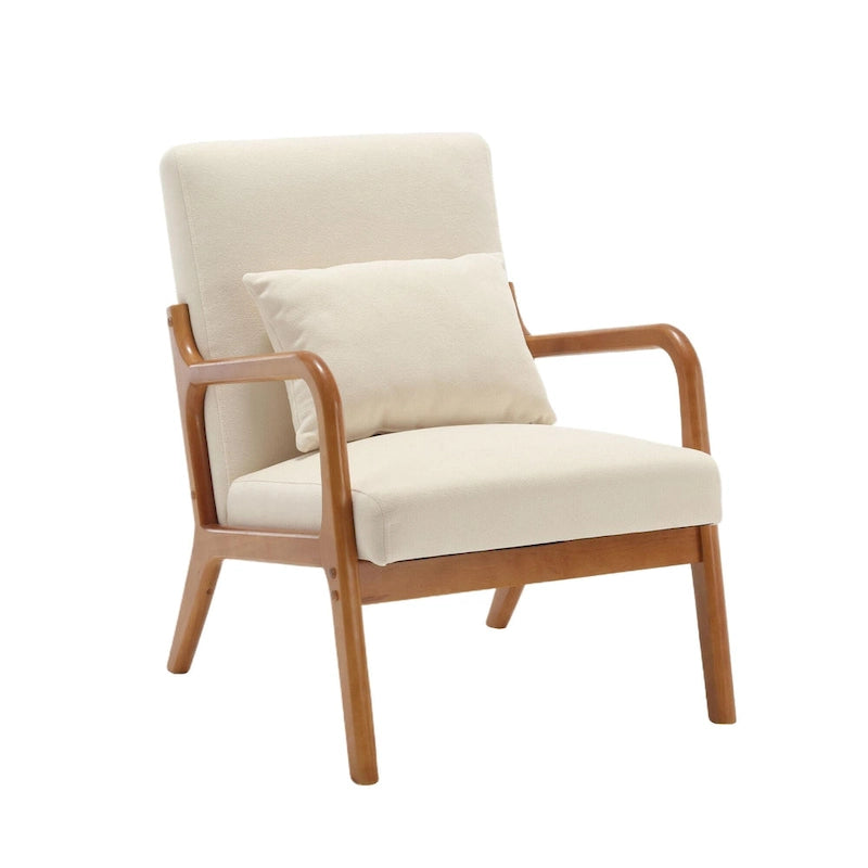 Fauteuil d'appoint moderne, fauteuils de salon rembourrés en bois massif avec un oreiller pour le salon, la chambre à coucher, la chambre d'amis