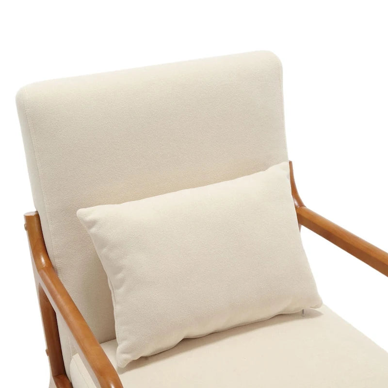 Fauteuil d'appoint moderne, fauteuils de salon rembourrés en bois massif avec un oreiller pour le salon, la chambre à coucher, la chambre d'amis