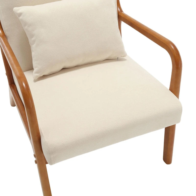 Fauteuil d'appoint moderne, fauteuils de salon rembourrés en bois massif avec un oreiller pour le salon, la chambre à coucher, la chambre d'amis