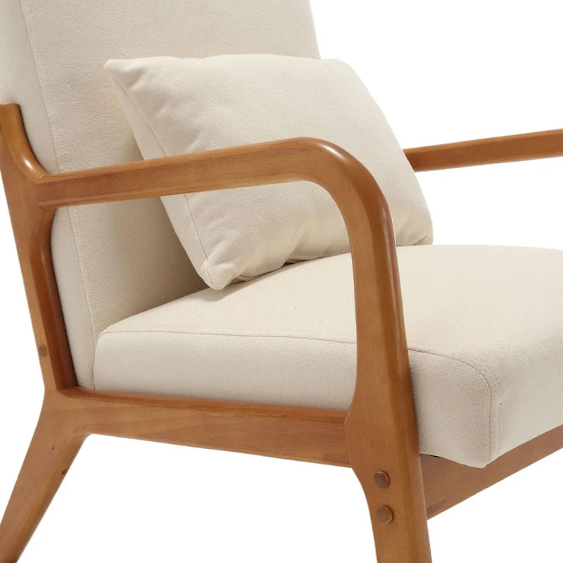 Fauteuil d'appoint moderne, fauteuils de salon rembourrés en bois massif avec un oreiller pour le salon, la chambre à coucher, la chambre d'amis