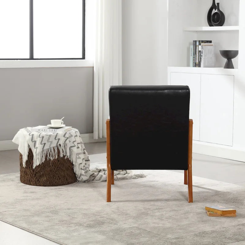 Fauteuil d'appoint moderne, fauteuils de salon rembourrés en bois massif avec un oreiller pour le salon, la chambre à coucher, la chambre d'amis