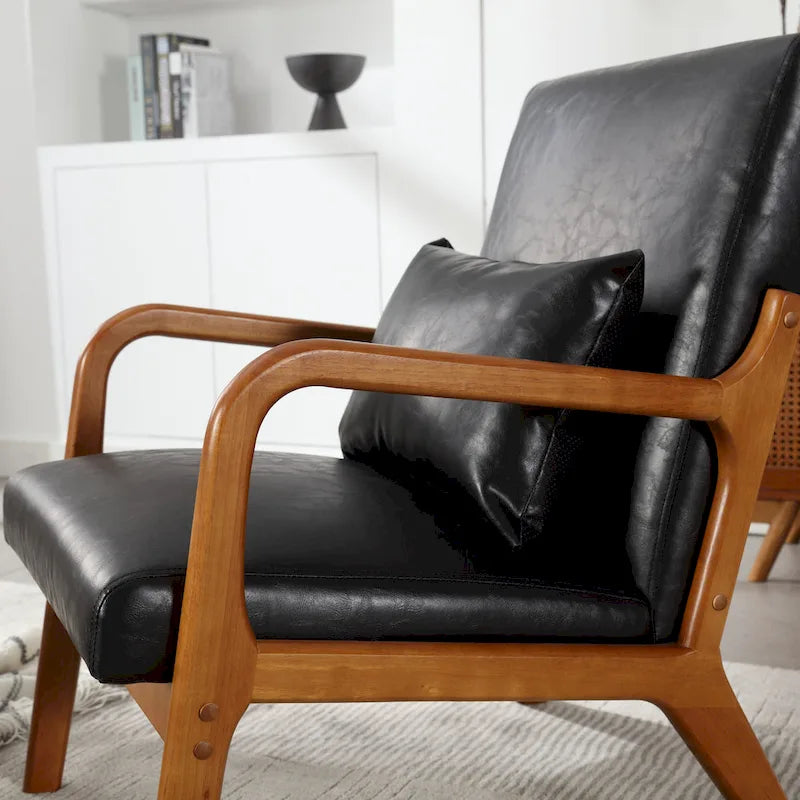 Fauteuil d'appoint moderne, fauteuils de salon rembourrés en bois massif avec un oreiller pour le salon, la chambre à coucher, la chambre d'amis