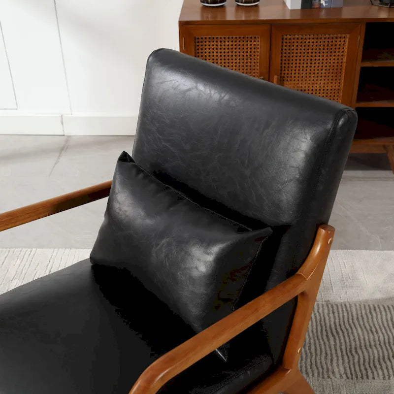 Fauteuil d'appoint moderne, fauteuils de salon rembourrés en bois massif avec un oreiller pour le salon, la chambre à coucher, la chambre d'amis