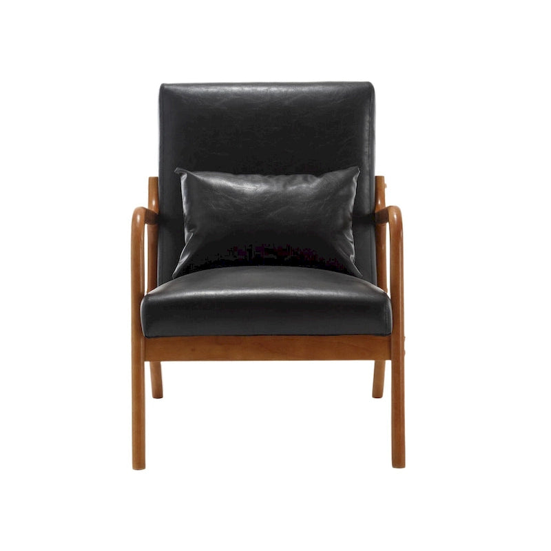 Fauteuil d'appoint moderne, fauteuils de salon rembourrés en bois massif avec un oreiller pour le salon, la chambre à coucher, la chambre d'amis