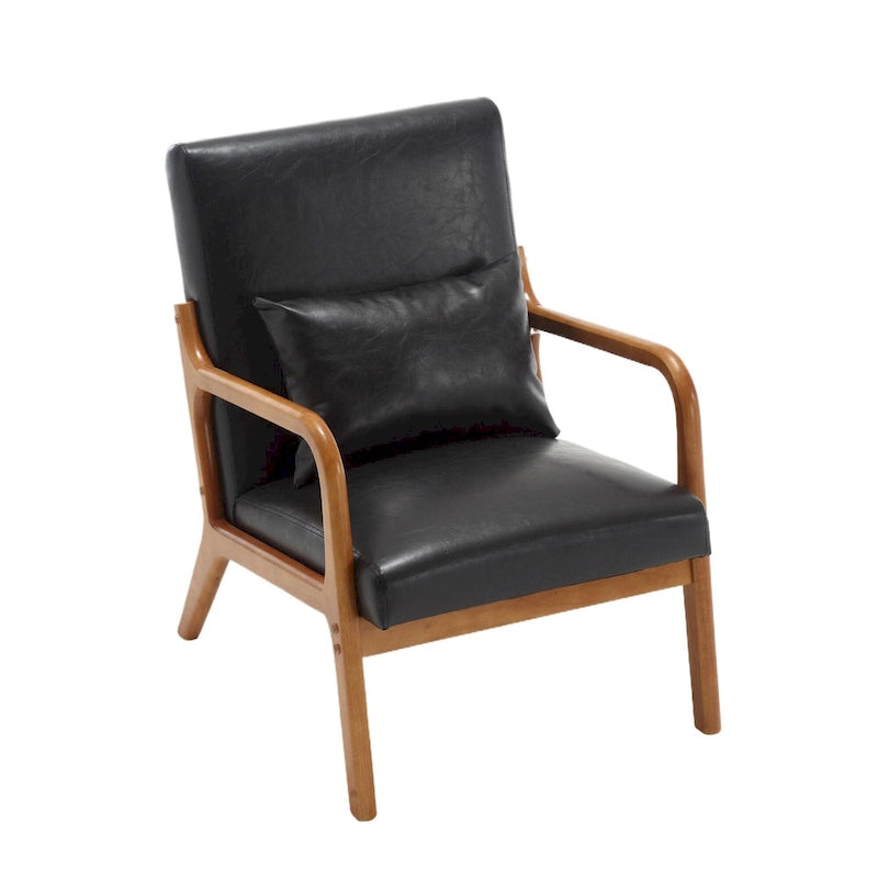 Fauteuil d'appoint moderne, fauteuils de salon rembourrés en bois massif avec un oreiller pour le salon, la chambre à coucher, la chambre d'amis