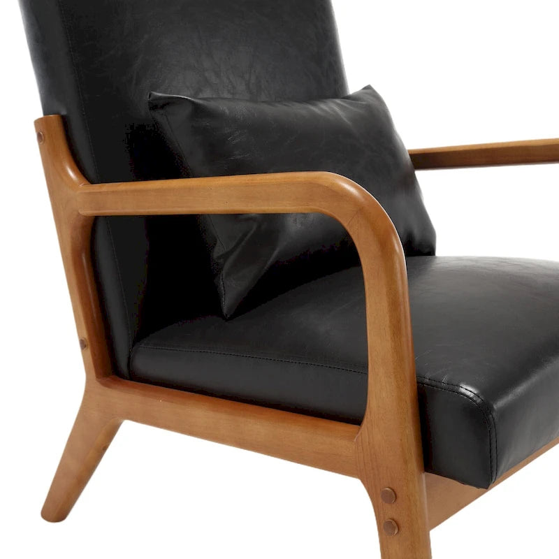 Fauteuil d'appoint moderne, fauteuils de salon rembourrés en bois massif avec un oreiller pour le salon, la chambre à coucher, la chambre d'amis