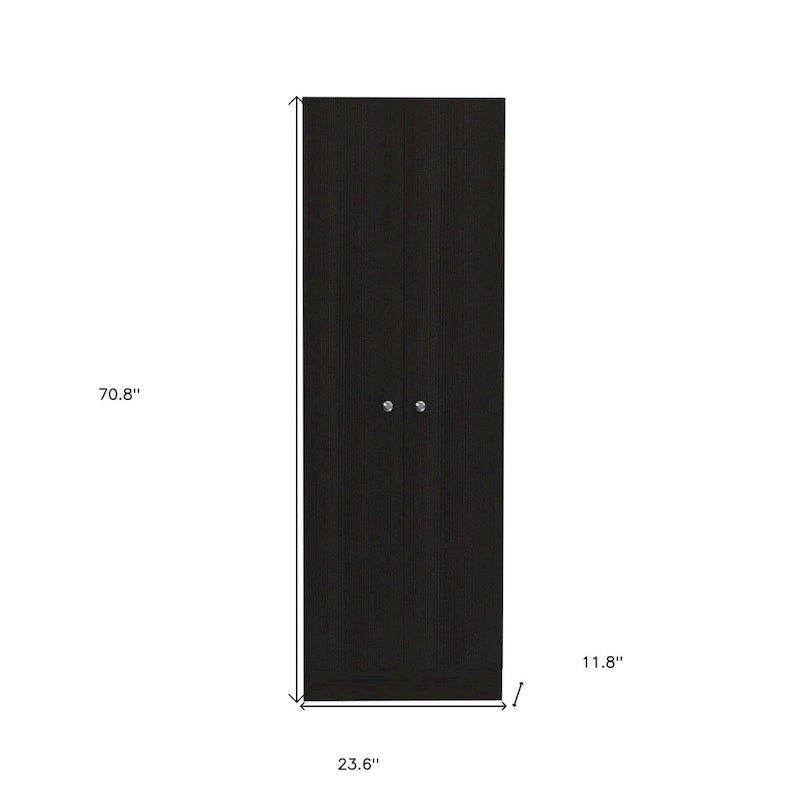 71 armoire de garde-manger ou de rangement en bois noir - 23,6' X 70,8' X 11,8'