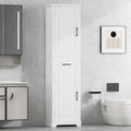 Meuble Colonne de Rangement de Salle de Bain, Meuble de Rangement sur Pied avec Deux Portes et Étagères Réglables, Porte-Serviettes Intégré