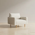 Remy Accent Chair, Bench Seat w Track Arms, Plush Off White Boucle