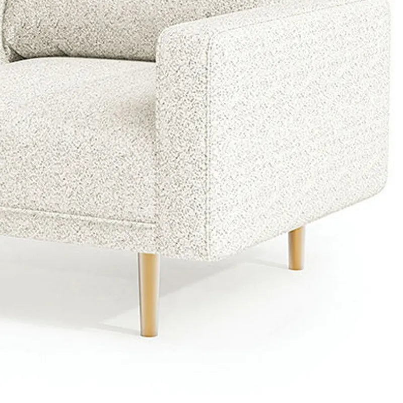 Fauteuil Remy, banquette avec accoudoirs droits, bouclette moelleuse blanc cassé