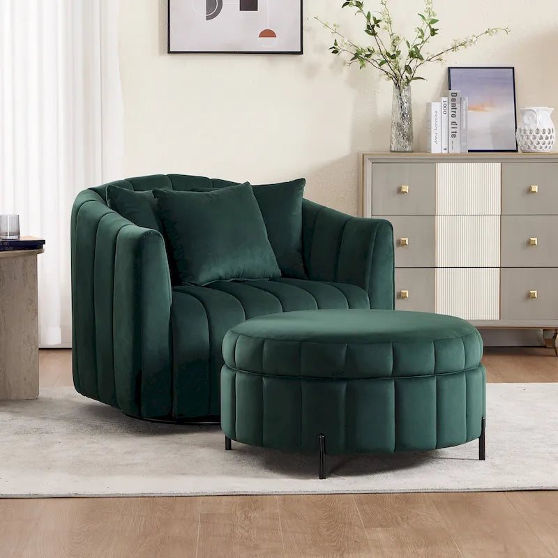 Fauteuil pivotant moderne 40.4W avec pouf