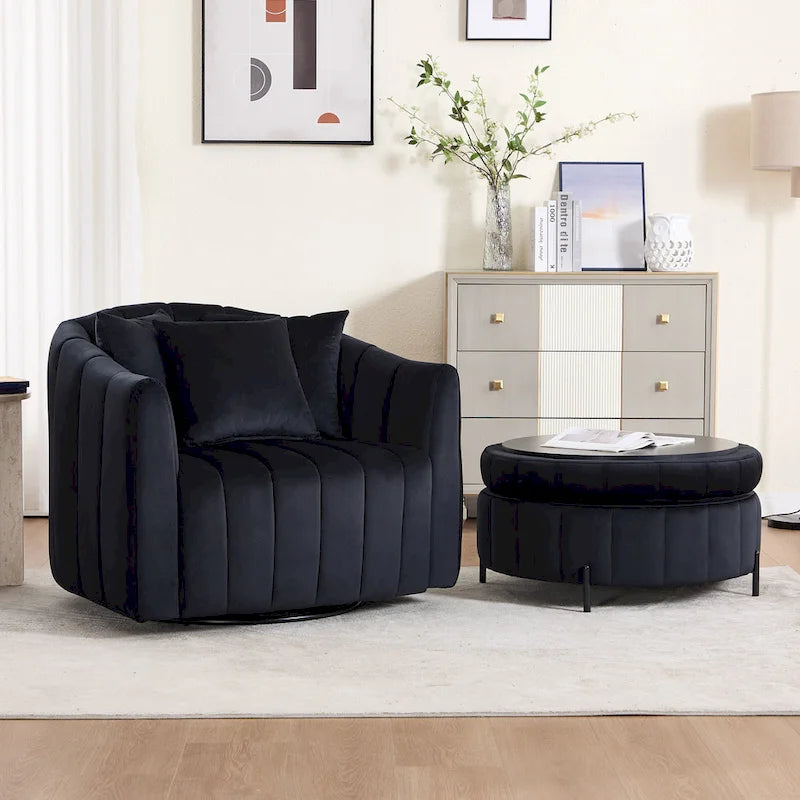 Fauteuil pivotant moderne 40.4W avec pouf