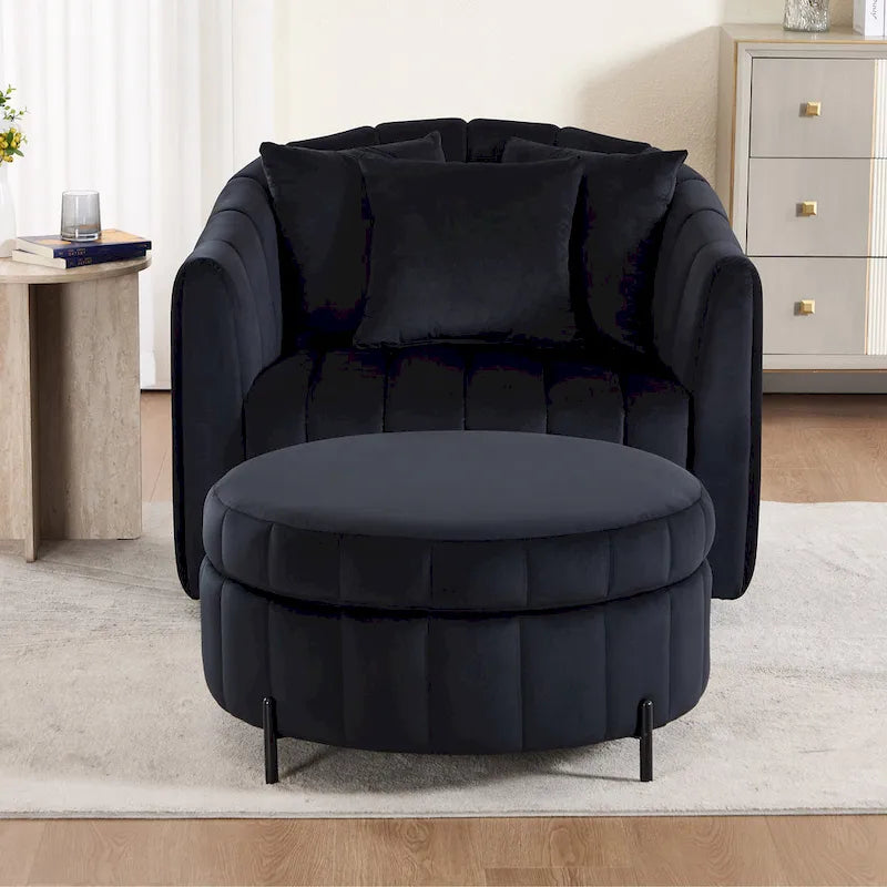 Fauteuil pivotant moderne 40.4W avec pouf