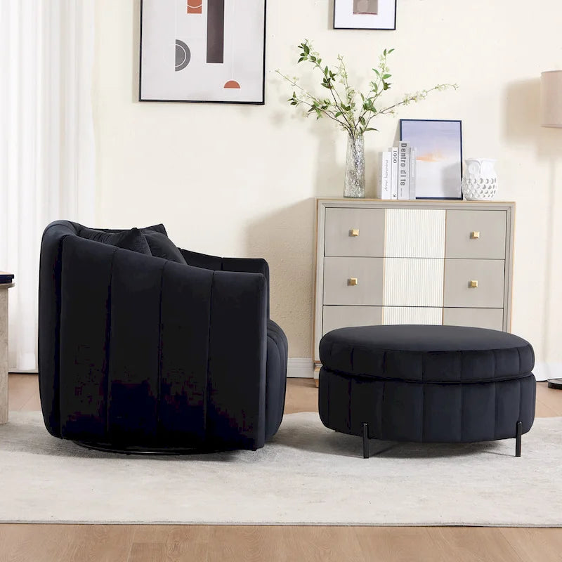 Fauteuil pivotant moderne 40.4W avec pouf