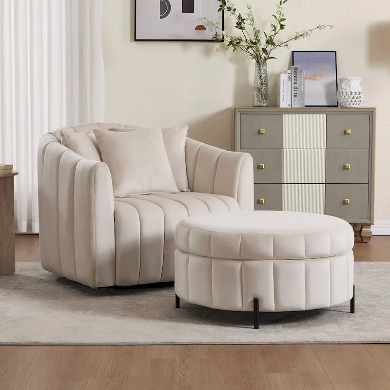 Fauteuil pivotant moderne 40.4W avec pouf