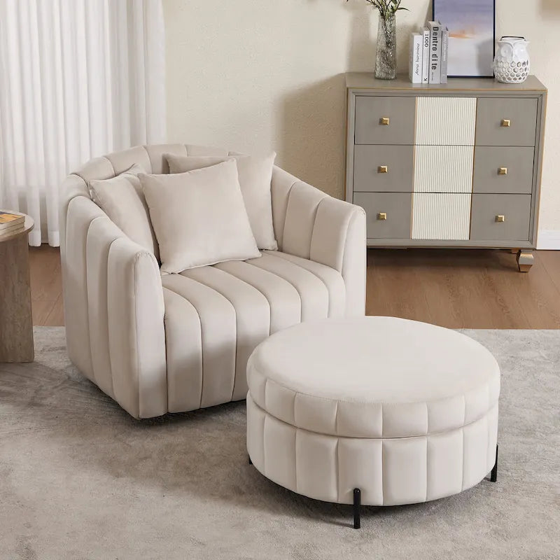 Fauteuil pivotant moderne 40.4W avec pouf