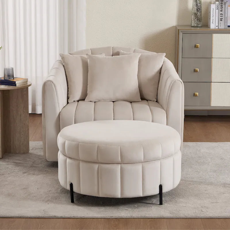 Fauteuil pivotant moderne 40.4W avec pouf