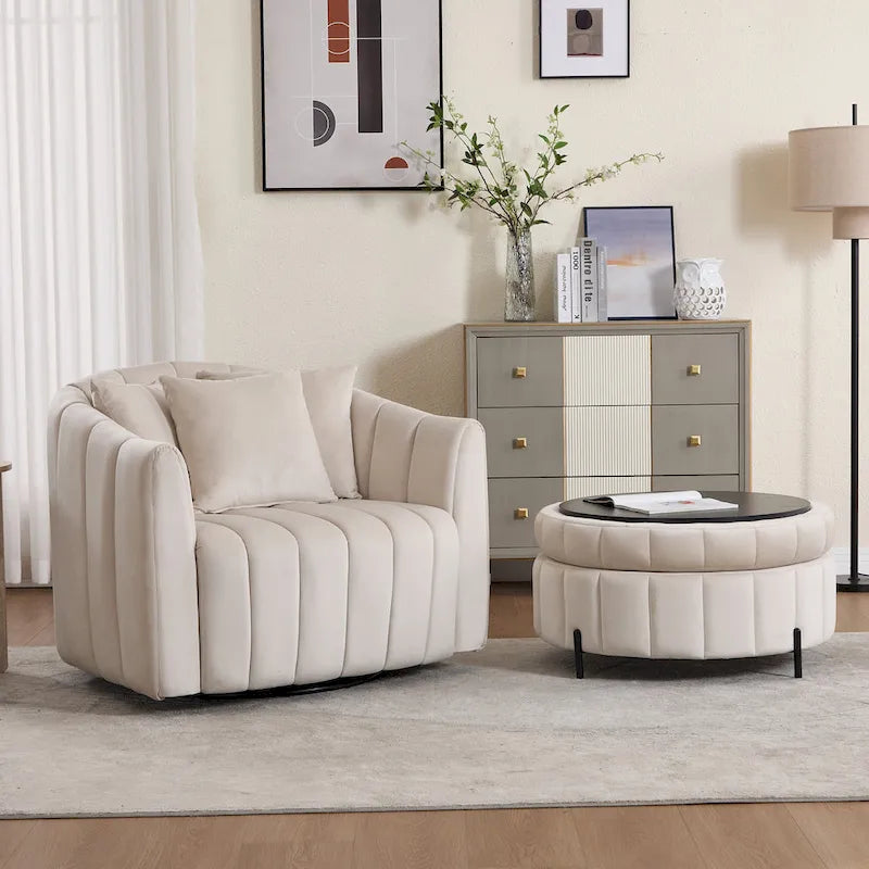 Fauteuil pivotant moderne 40.4W avec pouf