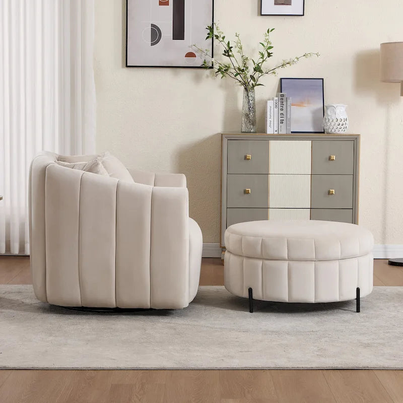 Fauteuil pivotant moderne 40.4W avec pouf