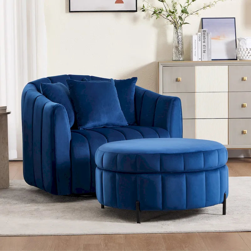 Fauteuil pivotant moderne 40.4W avec pouf