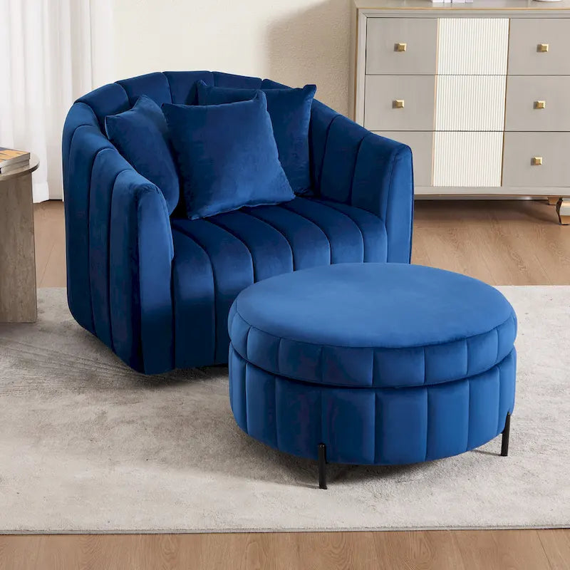 Fauteuil pivotant moderne 40.4W avec pouf