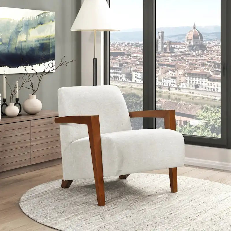 Fauteuil d'appoint luxueux en bois massif pour salons élégants