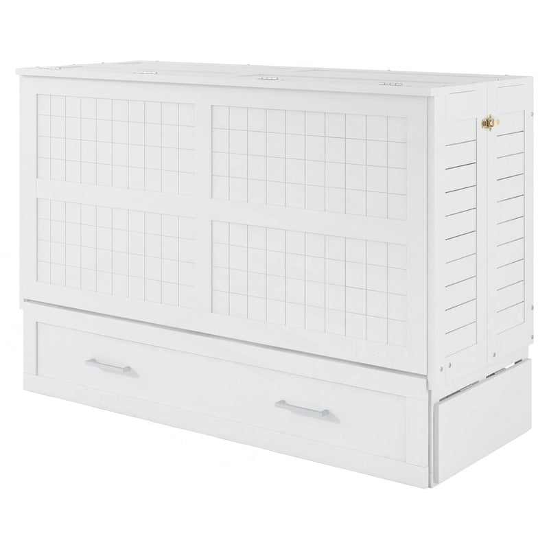 Lit escamotable Queen Size polyvalent avec tiroir et étagères latérales