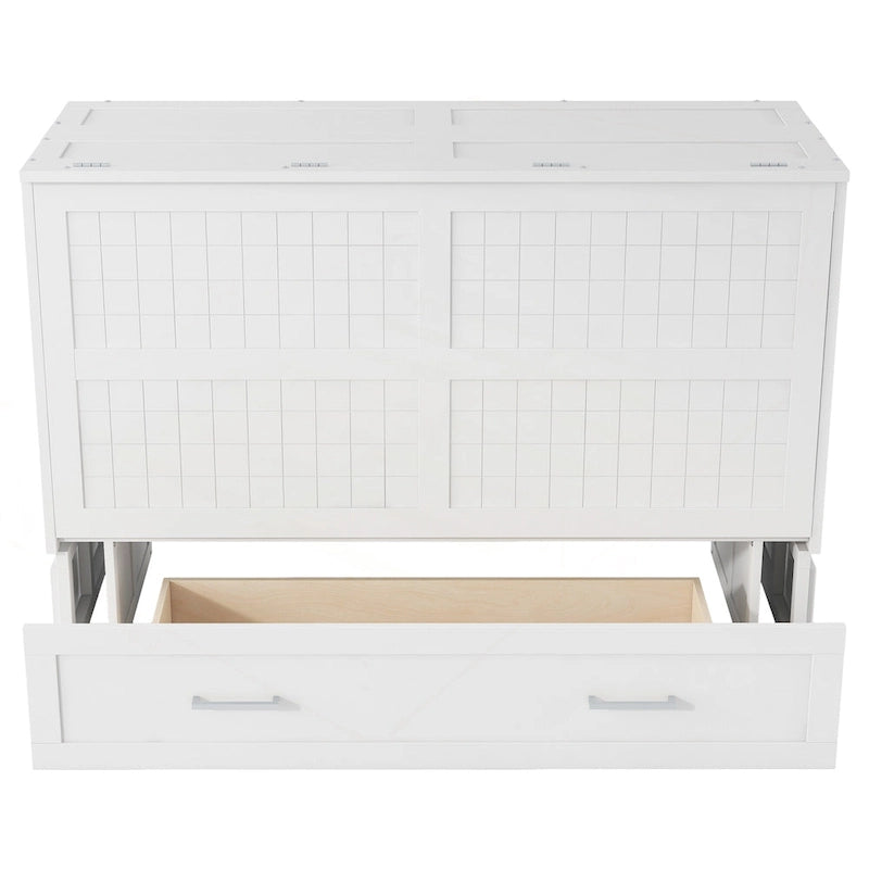 Lit escamotable Queen Size polyvalent avec tiroir et étagères latérales