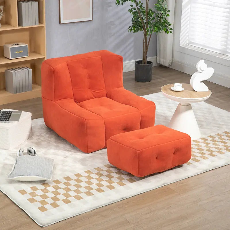 Fauteuil d'appoint moderne 38.5 en velours avec mousse à mémoire de forme et ottoman pour salon