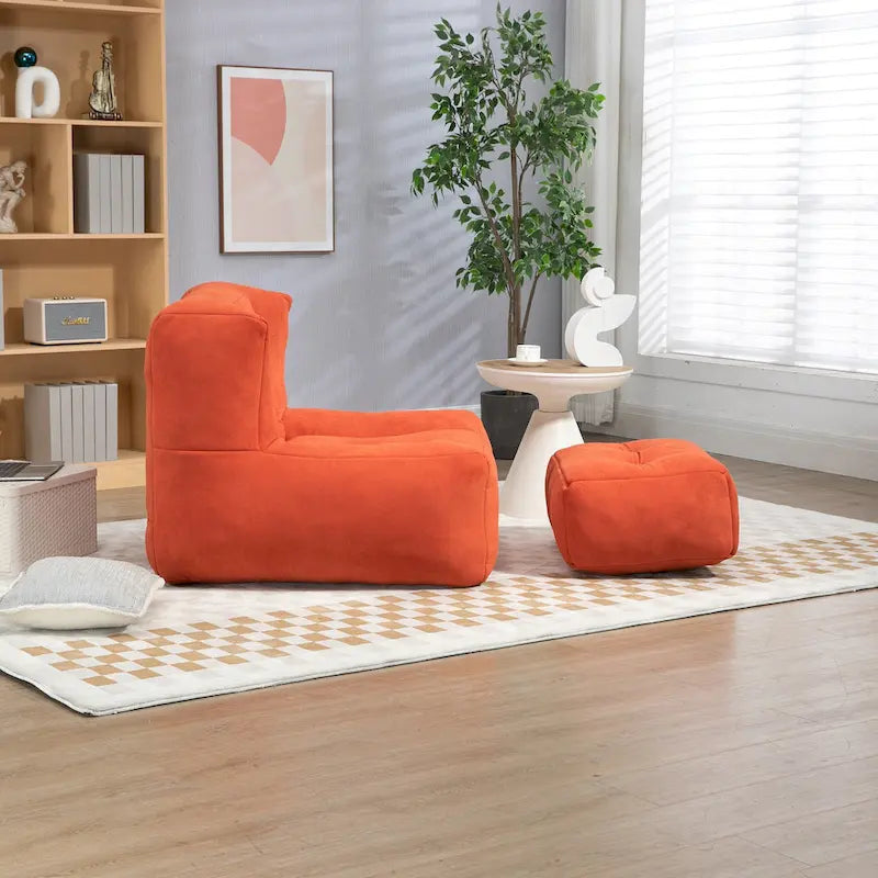 Fauteuil d'appoint moderne 38.5 en velours avec mousse à mémoire de forme et ottoman pour salon