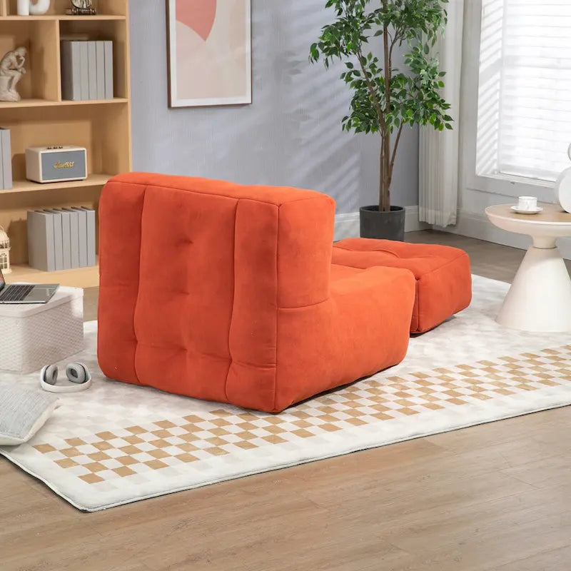 Fauteuil d'appoint moderne 38.5 en velours avec mousse à mémoire de forme et ottoman pour salon