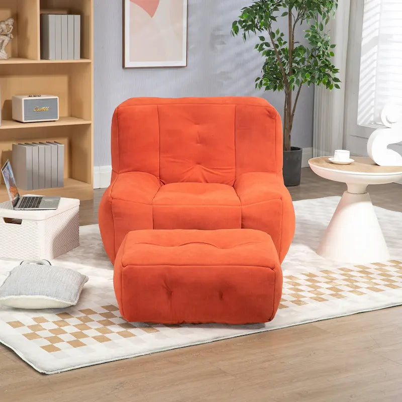 Fauteuil d'appoint moderne 38.5 en velours avec mousse à mémoire de forme et ottoman pour salon