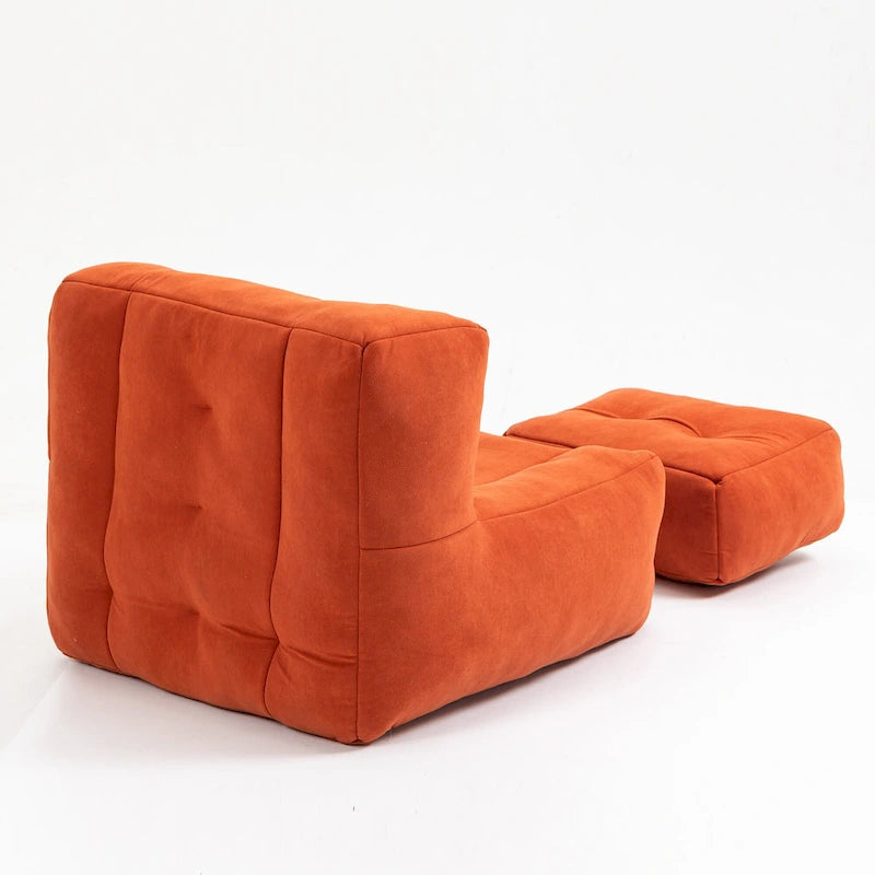 Fauteuil d'appoint moderne 38.5 en velours avec mousse à mémoire de forme et ottoman pour salon