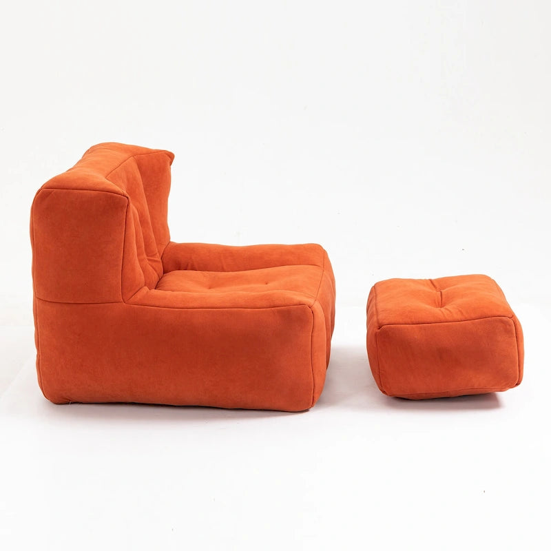 Fauteuil d'appoint moderne 38.5 en velours avec mousse à mémoire de forme et ottoman pour salon