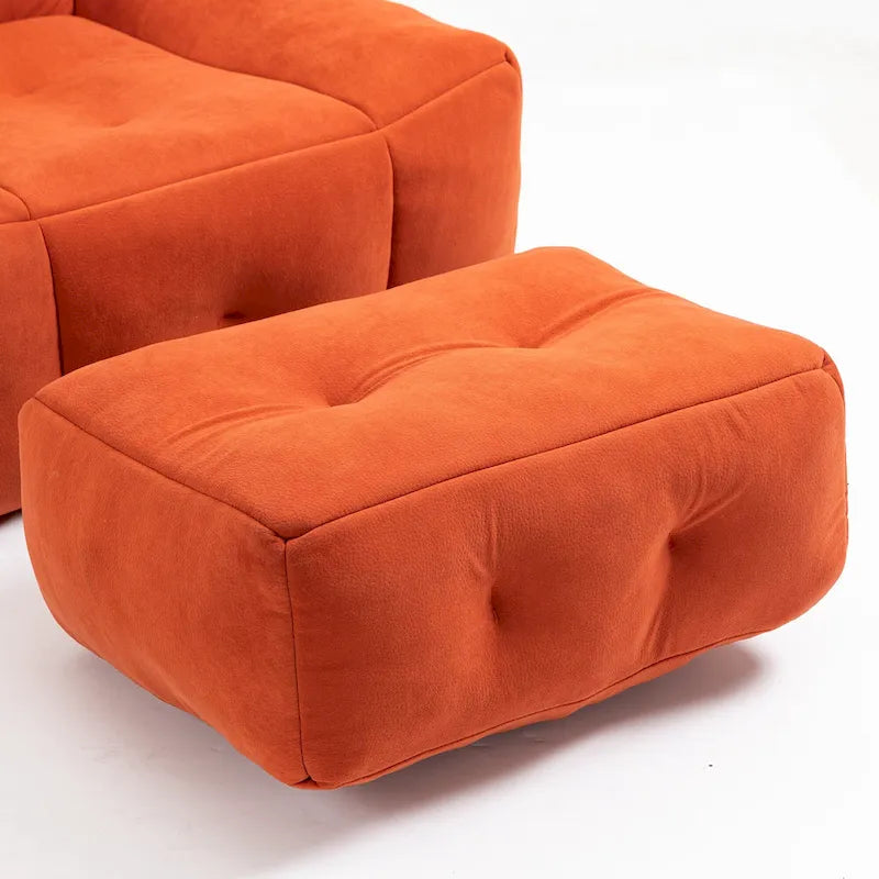 Fauteuil d'appoint moderne 38.5 en velours avec mousse à mémoire de forme et ottoman pour salon