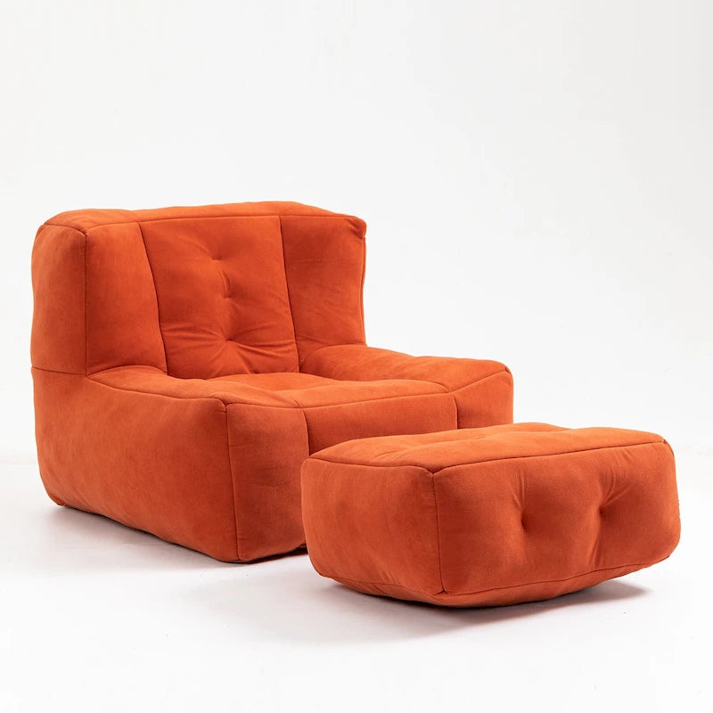 Fauteuil d'appoint moderne 38.5 en velours avec mousse à mémoire de forme et ottoman pour salon