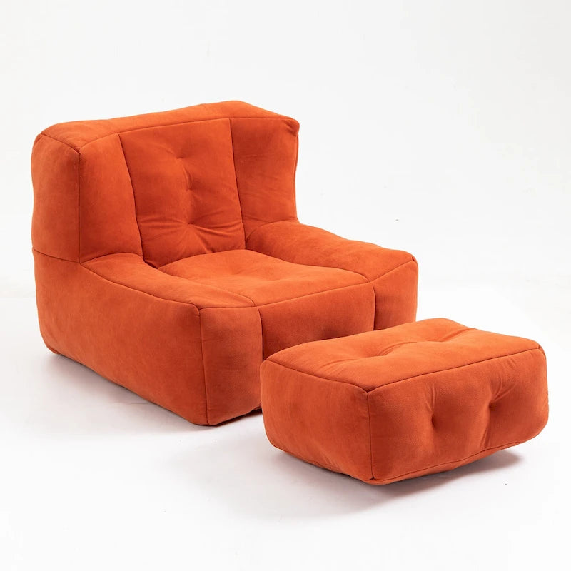 Fauteuil d'appoint moderne 38.5 en velours avec mousse à mémoire de forme et ottoman pour salon
