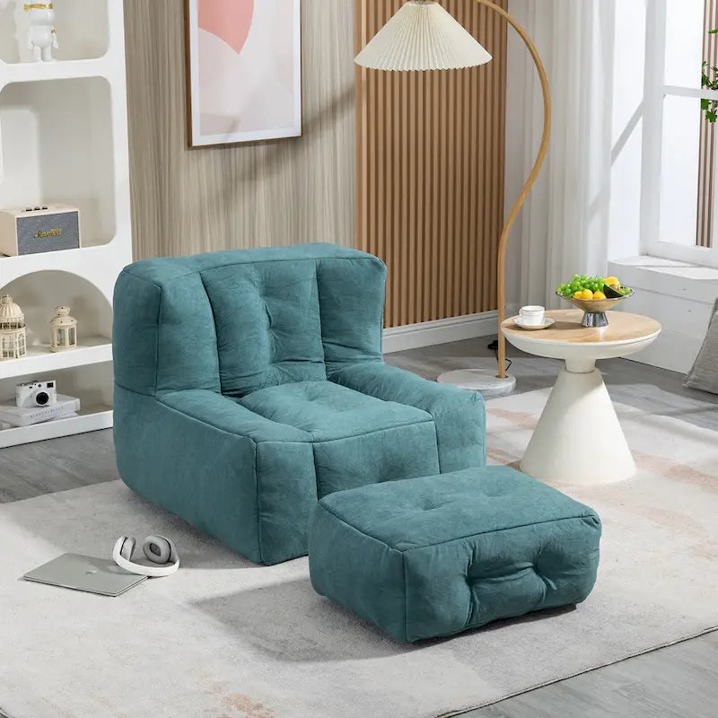 Fauteuil d'appoint moderne 38.5 en velours avec mousse à mémoire de forme et ottoman pour salon