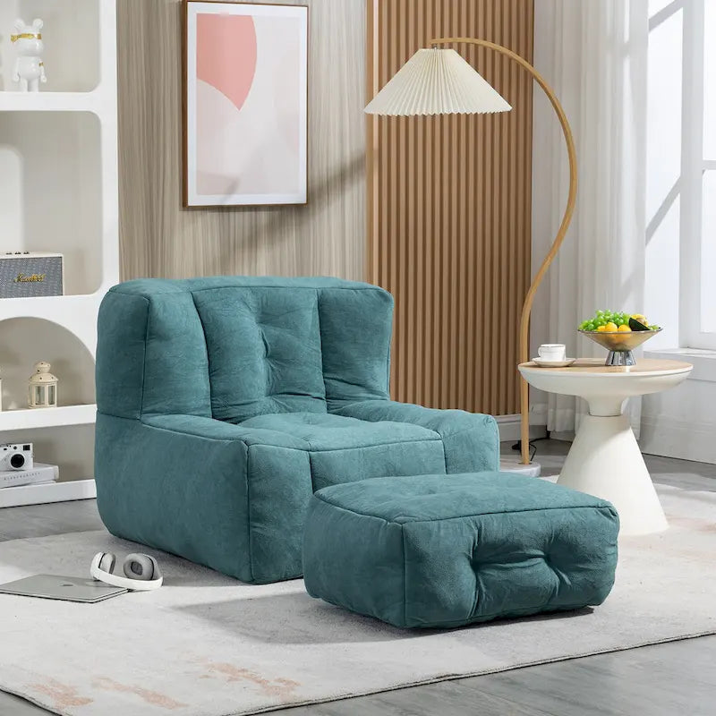 Fauteuil d'appoint moderne 38.5 en velours avec mousse à mémoire de forme et ottoman pour salon