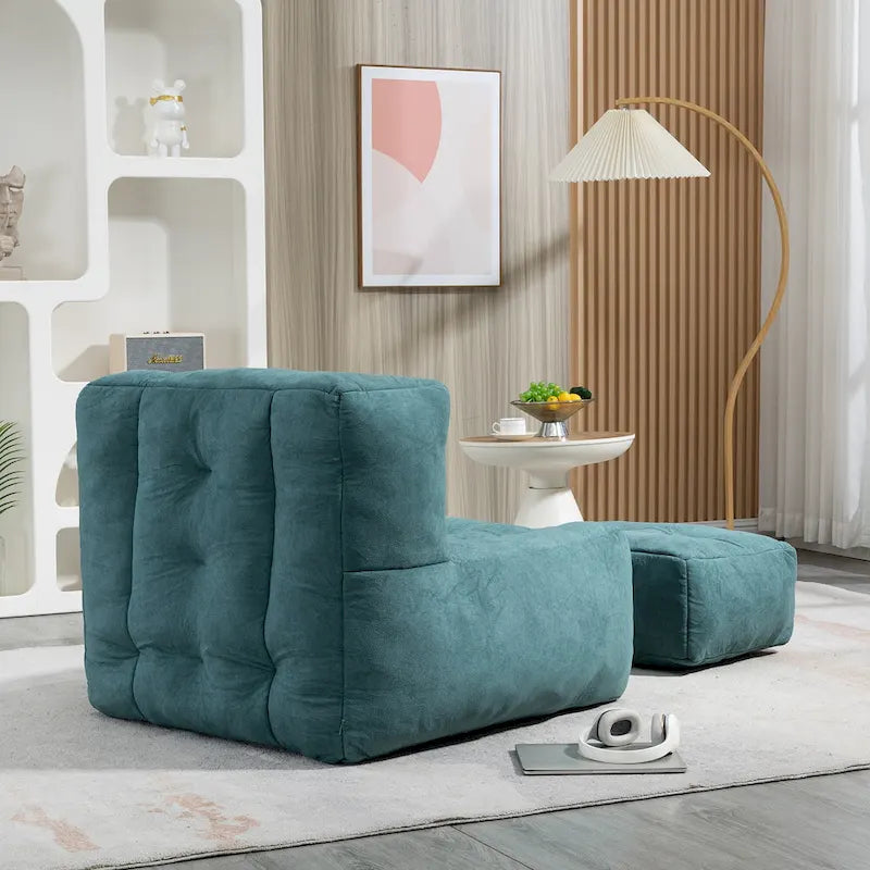 Fauteuil d'appoint moderne 38.5 en velours avec mousse à mémoire de forme et ottoman pour salon