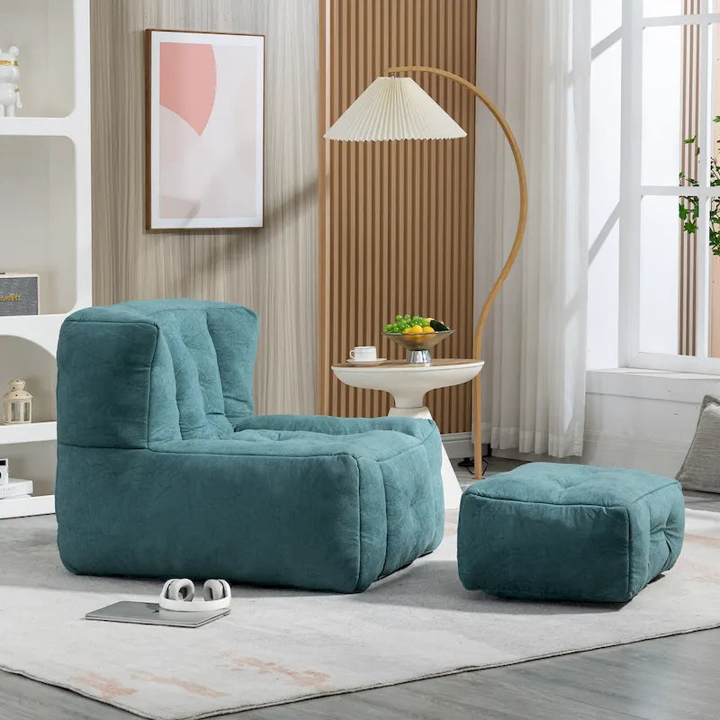 Fauteuil d'appoint moderne 38.5 en velours avec mousse à mémoire de forme et ottoman pour salon