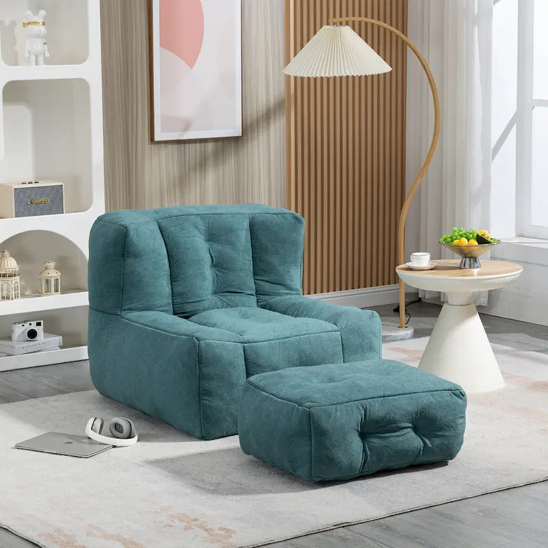 Fauteuil d'appoint moderne 38.5 en velours avec mousse à mémoire de forme et ottoman pour salon
