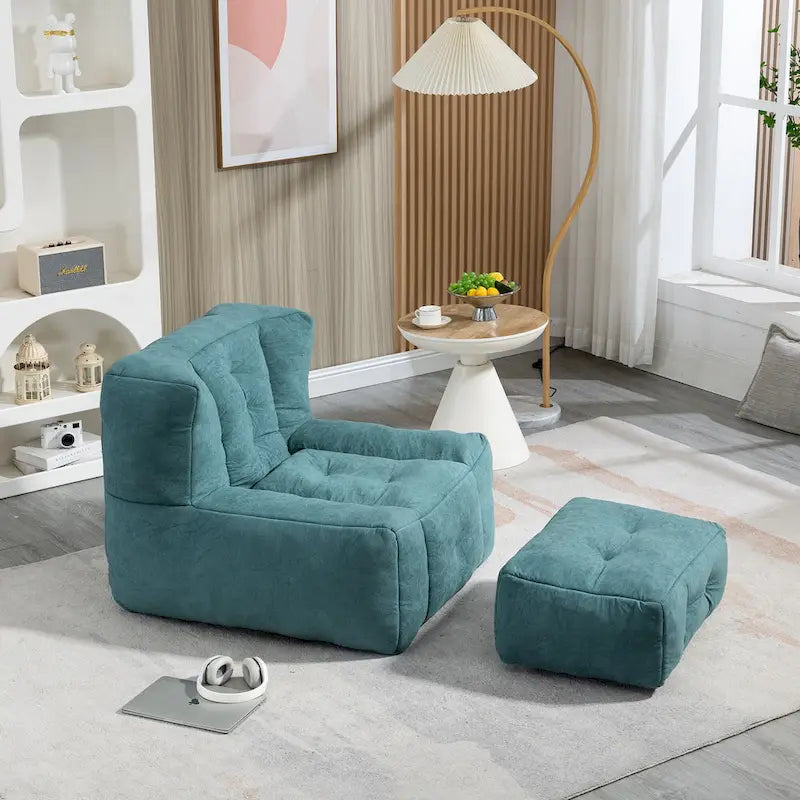 Fauteuil d'appoint moderne 38.5 en velours avec mousse à mémoire de forme et ottoman pour salon