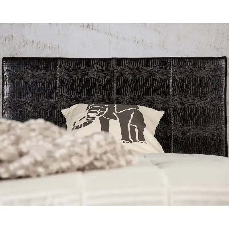 Lit plateforme contemporain rembourré en simili cuir marron par