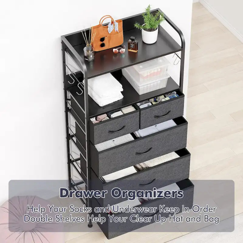 Commode à 5 tiroirs avec étagère pour chambre à coucher