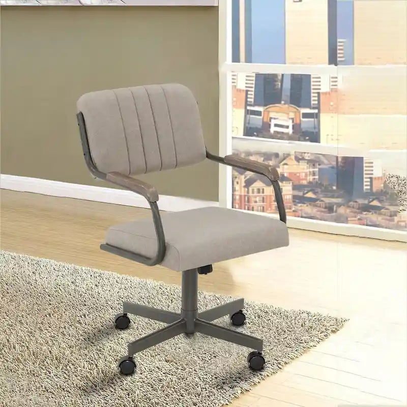 Chromcraft Douglas Caster Dining Chairs in Sea Gray, Gray Finish (Set of 2)