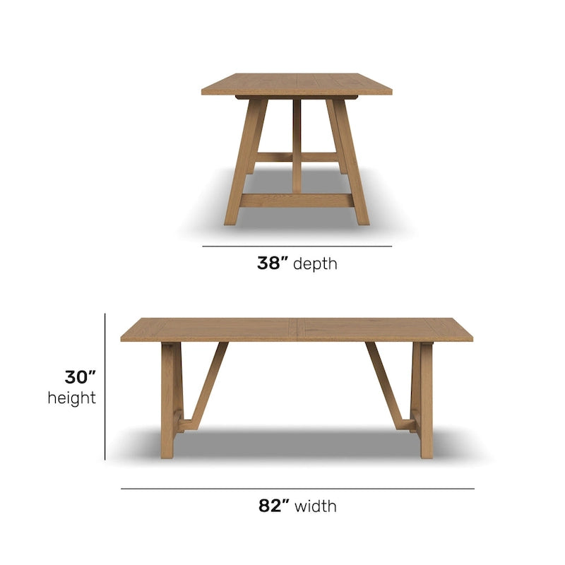 Table à manger en bois marron Trestle - 82 x 30 x 38