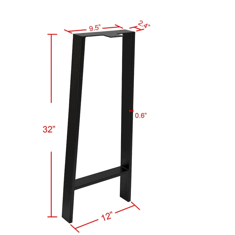 Pieds de table robustes de type H en tube carré, hauteur 16 po, pour meubles